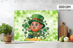 Cute Leprechaun with Shamrocks Cutting Board PNG Sublimation Product Image 1