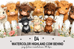 Watercolor highland cow Clipart png Whimsical cow Clipart Product Image 1