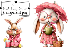 Whimsical Beach Bunny Clipart Watercolor PNG Product Image 1