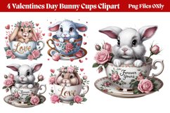 Valentines Day Bunny Cups Clipart PNG Product Image 1