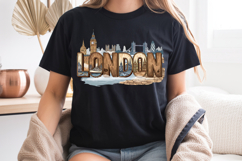 London England PNG, Vintage Big Ben City Skyline Sublimation Product Image 8