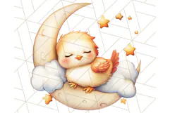 Sleeping Baby Animals PNG, Moon and Stars Nursery Clipart Product Image 4