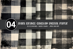 Dark Grunge Gingham Digital Paper Product Image 1
