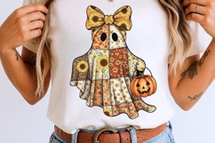Boho Patchwork Ghost Png, Preppy Cute Halloween Ghost Png. Product Image 8