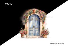 Watercolor Medirerranean Door Clipart Product Image 1