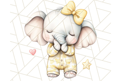 Praying Baby Animals in Pajamas Clipart, Sleepy Animal Png Product Image 4