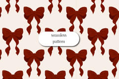 Red Ribbon Bow Seamless Pattern on Soft Cream Background Product Image 1