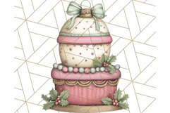 Christmas Cake Clipart PNG, Cottagecore Holiday Desserts Product Image 4