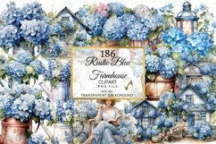 Big Country Vintage Blue Ice Farmhouse Watercolor Clipart Product Image 6