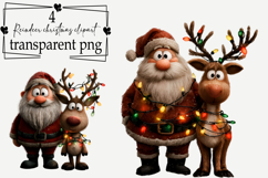Whimsical Reindeer Christmas Clipart Watercolor PNG Product Image 1