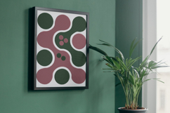 Abstract Green Mauve Modern Geometric Pillow Design Product Image 8