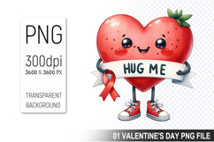 Watercolor Valentine Heart Character Clipart PNG Bundle Product Image 4