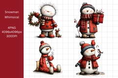 Watercolor Snowman Clipart, Whimsical, Product Image 1