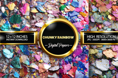 Chunky Rainbow Digital Papers - 04 variations Product Image 1