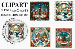 Vintage Christmas Stamps Png Product Image 1