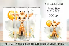 Watercolor Giraffe Tumbler Wrap|PNG Sublimation. Product Image 4