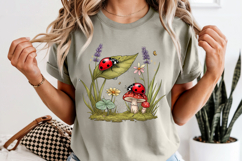 Ladybug Mushroom PNG, Botanical Lavender Sublimation Design Product Image 8