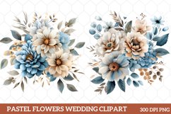 Pastel Flowers Watercolor Clipart, Watercolor Flowers Product Image 1