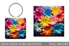 Colorful Flowers Keychain. Flowers Keychain Design Product Image 1