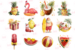 Watercolor Christmas In July Clipart - Set of 55 Png Bundle Product Image 3