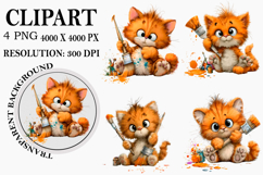Whimsical Cat Clipart Watercolor PNG Product Image 1