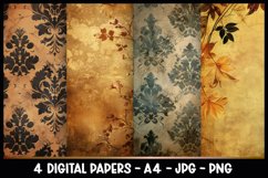 4 Vintage Digital Papers I Junk Journal Pages Product Image 1