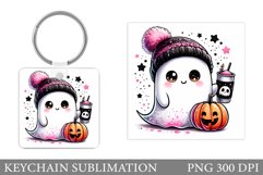 Cute Ghost Keychain Design. Cute Halloween Keychain Product Image 1