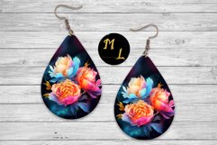 Peonies Earrings sublimation,Flowers teardrop earring Product Image 1