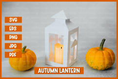Autumn lantern SVG I Fall candle Paper cut SVG Product Image 2