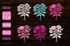 3D Layered Peonies Flowers laser cut,Layered Paper Cut SVG Product Image 2