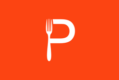 Letter P with Integrated Fork Food Logo Vector Product Image 3