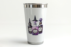 Gothic Witch Cosmetic Bottles Skulls Roses PNG Witch Hat Product Image 3