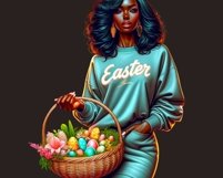 Black Girl Easter Clip Art | Spring Sublimation PNG Product Image 5