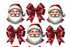 Whimsical Santa & Bows Illustration, Seasonal Aesthetic PNG Product Image 3