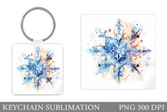 Watercolor Snowflakes Keychain. Snowflakes Keychain Template Product Image 1