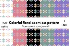 Pastel Daisy Delight Colorful Floral Seamless PNG Pattern Product Image 1