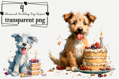 Whimsical Birthday Dog Clipart Watercolor PNG Product Image 1