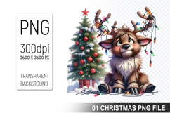 Cute Christmas Reindeer, Christmas Clipart PNG File Product Image 1