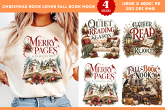 Christmas Book Lover Fall Book Nook Sublimation PNG Product Image 1