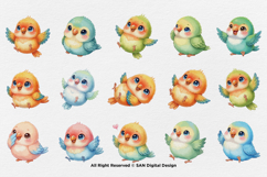 15 Bundle Watercolor Colorful Love Bird Cute Kids Flying Product Image 8
