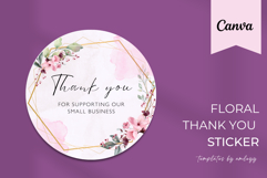 Floral Thank You Sticker Template for Canva Printable Round Product Image 2