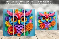 Colorful 3D Owl Butterfly Tumbler Design Product Image 1