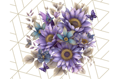 Sunflower and Butterfly PNG Clipart, Bright Jewel Tones Png Product Image 4