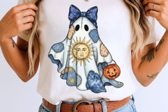 Celestial Patchwork Ghost Sublimation PNG, Boho Ghost Png. Product Image 8