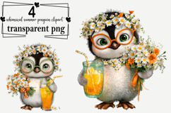 Whimsical Summer Penguin Clipart Watercolor PNG Product Image 1