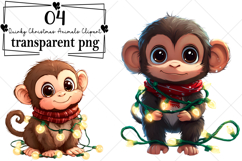 Quirky Christmas Animals Clipart Watercolor PNG Product Image 1
