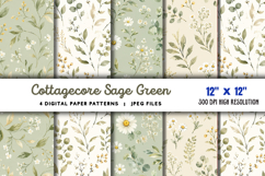 Cottagecore Sage Green Daisy Paper JPG Product Image 1