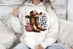 You Go Girl PNG Cowboy Boots Hat Western Floral Sublimation Product Image 7