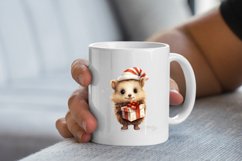 Cute Christmas Hedgehog Clipart, Hedgehog sublimation Product Image 2