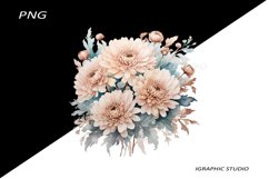 Rose Gold and Teal Chrysanthemum PNG Product Image 1